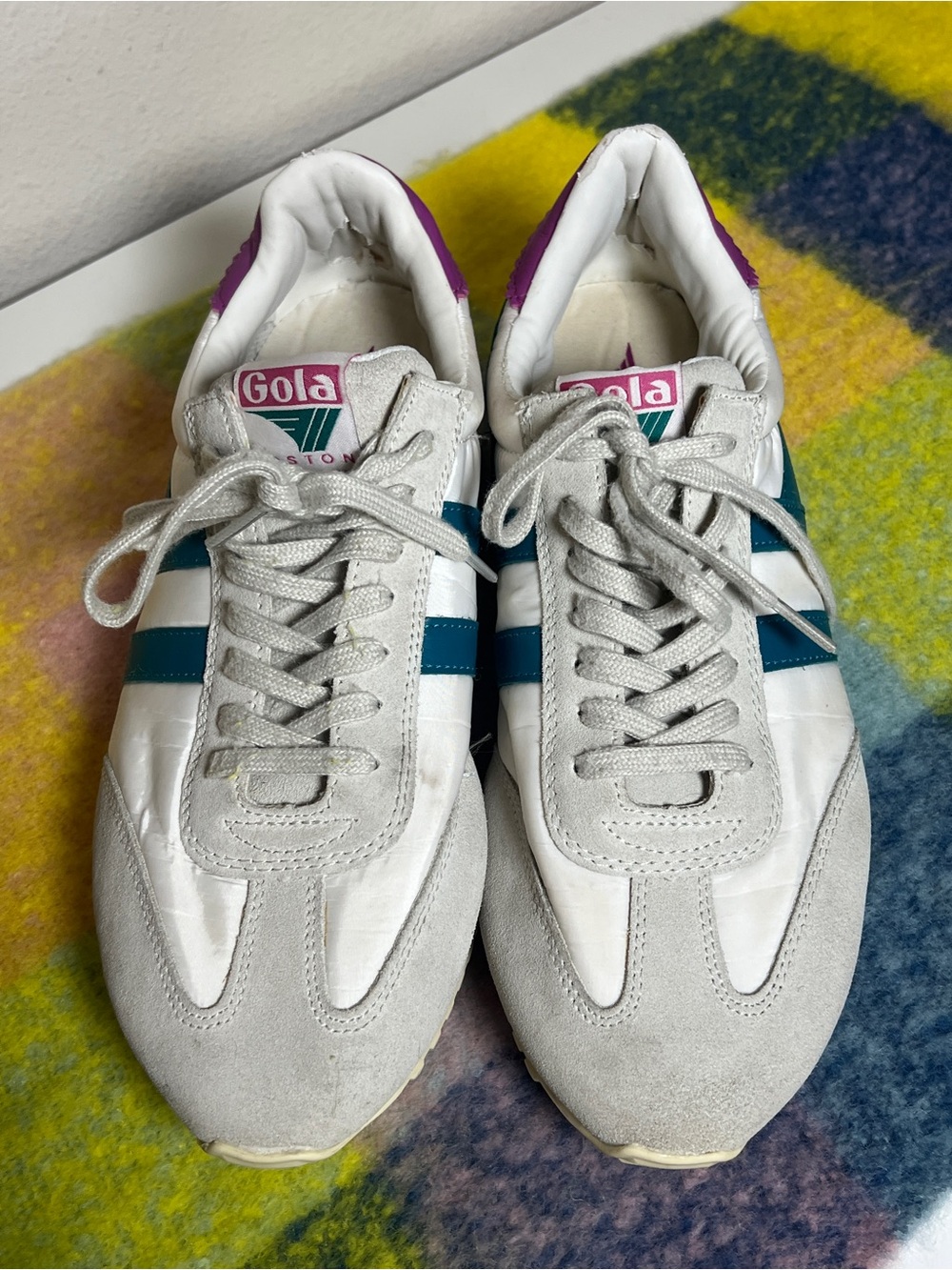 Gola Classics Size 10 Boston '78 Sneakers Retro Suede Teal Purple Casual Sporty
